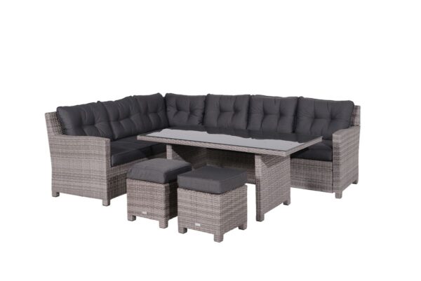 Blue bird Lounge- Diningset - 5-teilig - links -  organic grey - reflex black