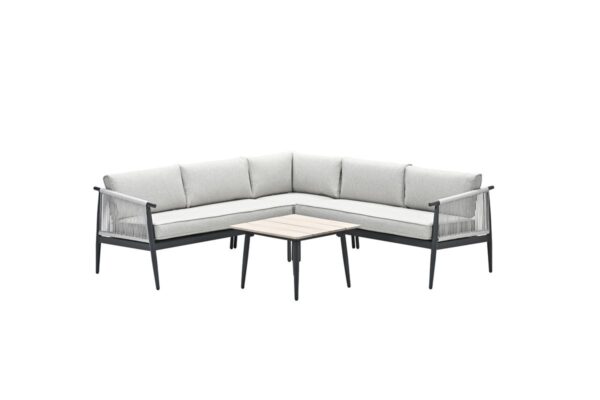 Garden Impressions Aloha Lounge Eckset - 4-teilig  -  carbon black - Sand - hell Teak Vironwood