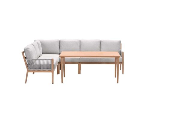 Sardinia lounge-diningset - 5-delig -  light teaklook - TPU rope sand - dark sand - Afbeelding 2