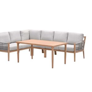 Garden Impressions Sardinia Lounge- Diningset - 5-teilig -  light teaklook - TPU rope sand - dark sand