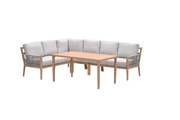 Sardinia Lounge- Diningset - 5-teilig -  light teaklook - TPU rope sand - dark sand