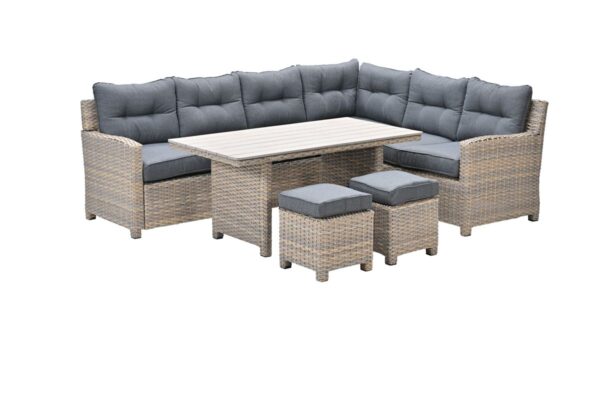 Seagull Lounge- Diningset - 5-teilig - rechts - vintage willow - reflex black - light teak Vironwood
