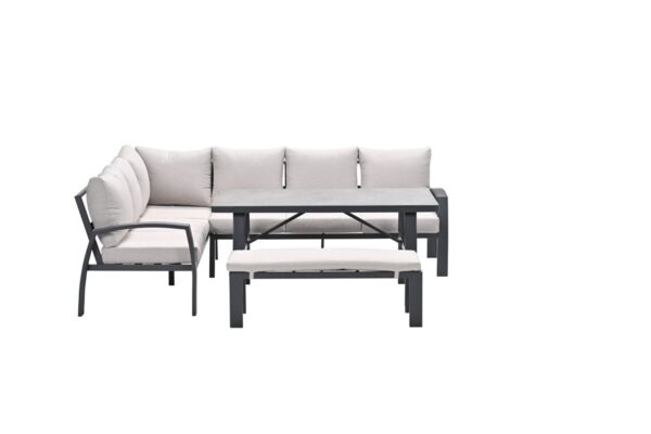 Vasano lounge-dining hoekset - links - 4-delig -  carbon black - desert sand - slate grey keramisch glas - Afbeelding 2