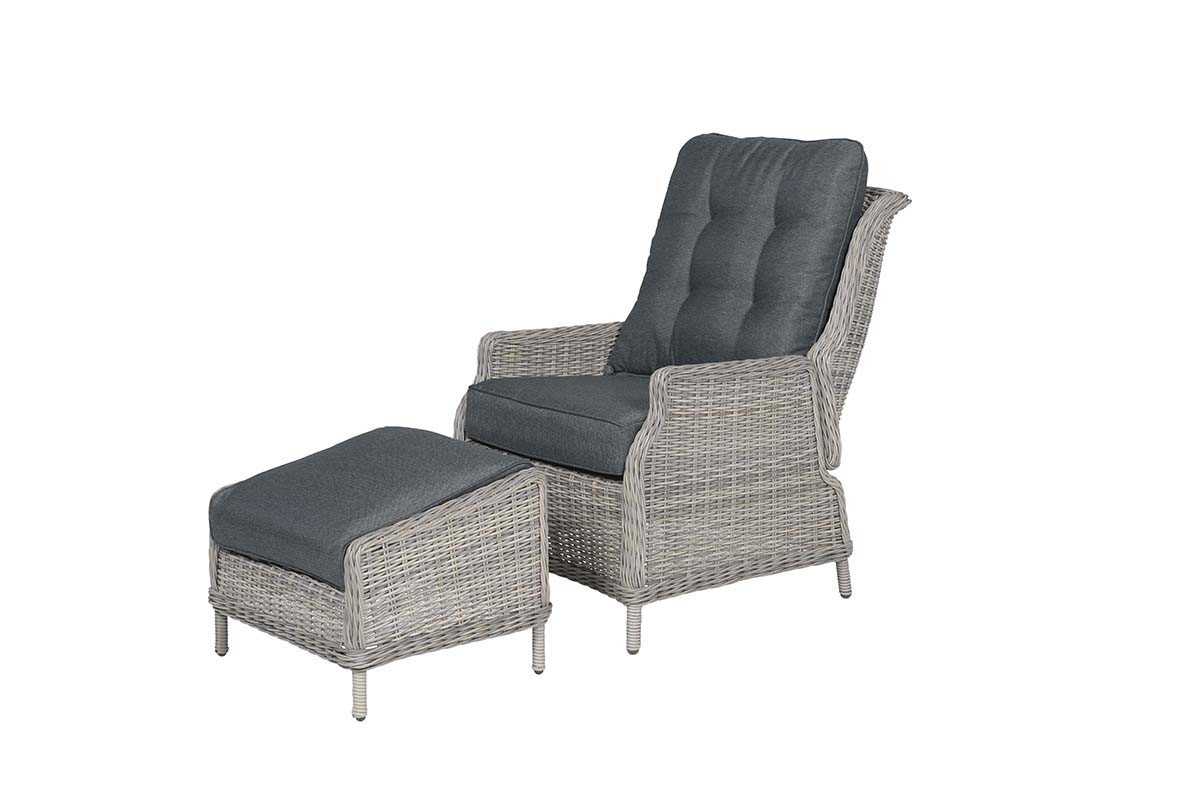 Veracruz relaxfauteuil inclusief voetenbank - vintage willow - reflex black