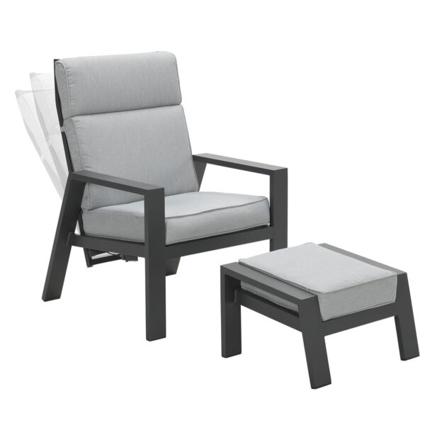 Max verstelbare fauteuil inclusief voetenbank - carbon black - licht grijs - Afbeelding 2
