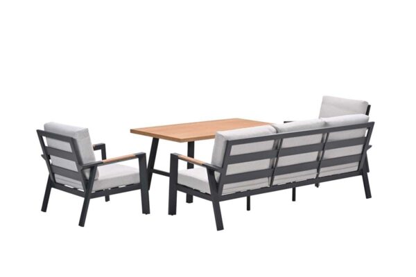 Elati lounge-dining sofa set - 4-delig - carbon black - valley sand - light teaklook - Afbeelding 2