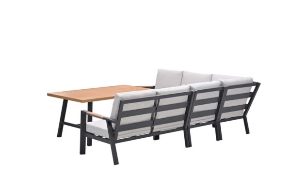 Elati lounge-dining hoekset - 5-delig - carbon black - valley sand - light teaklook - Afbeelding 2