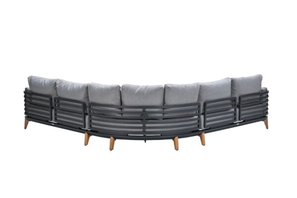 Carmen loungeset - 5-delig - carbon black - grijs - aluminium teak look - Afbeelding 2