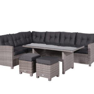 Blue bird Lounge- Diningset - 5-teilig - links -  organic grey - reflex black