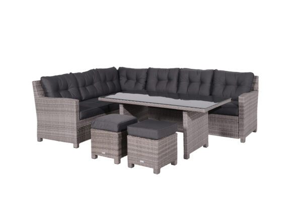 Blue bird Lounge- Diningset - 5-teilig - links -  organic grey - reflex black