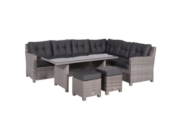 Garden Impressions Bluebird Lounge-Dining Set - 5-teilig - Rechts - organic grey - reflex black