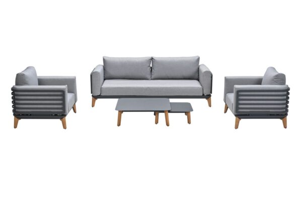Garden Impressions Carmen Lounge Sofa set 5-teilig - carbon black -  Grau - aluminium Teak Look