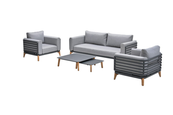 Garden Impressions Carmen Lounge Sofa set 5-teilig - carbon black -  Grau - aluminium Teak Look