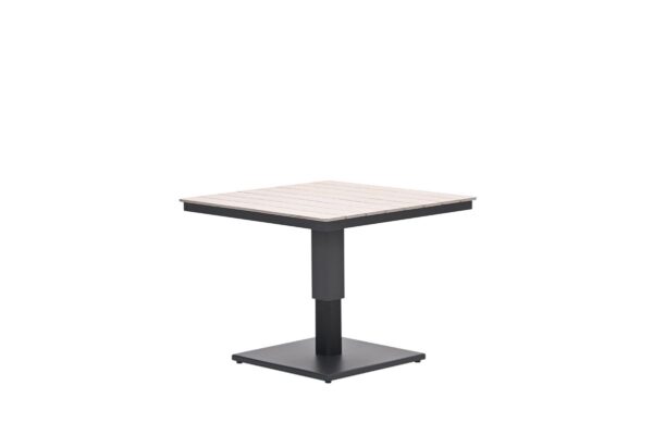 Cyprus tafel - in hoogte verstelbaar - 100x100 cm -  hoogte 52-75 cm - carbon black - light teak Vironwood - Afbeelding 2