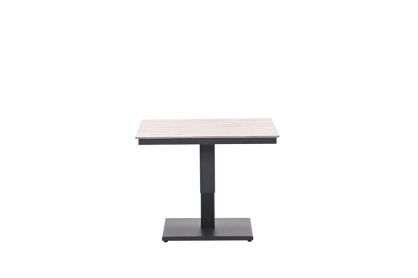 Cyprus Tisch - in Höhe verstellbar - 100x100 cm - Höhe 52-75 cm - carbon black - light teak Vironwood