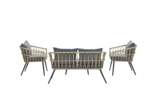 Garden Impressions Franklin loungeset 4-delig - wicker - carbon black/mystic grey - Afbeelding 2