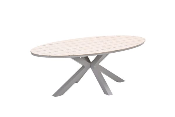 Edison Tisch oval - 220x115 cm -taupe -light teak Vironwood