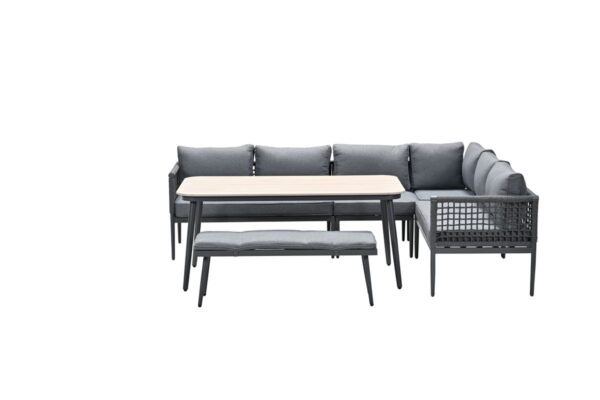 Teramon lounge-diningset - 6-delig - carbon black - rope dark grey - mystic grey- light teak Vironwood - Afbeelding 2