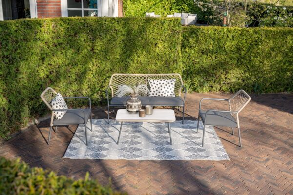 Turin loungeset - 4-delig - carbon black - rope taupe - mystic grey - light teak vironwood - Afbeelding 2