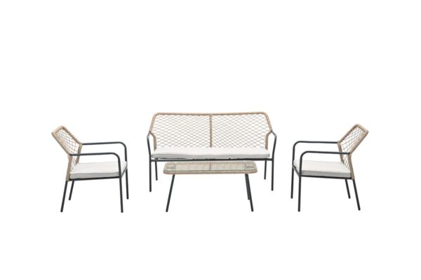 Garden Impressions Turin Loungeset - 4-teilig  -  TPU rope taupe - mid grey - light teak vironwood