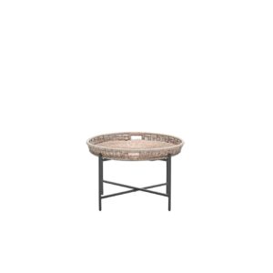 Benidorm Beistelltisch - Diameter 70xH40 cm -  carbon black - natural rotan