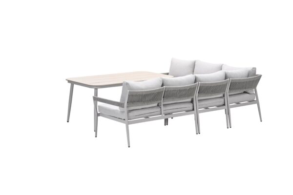 Barcelona lounge-diningset - 5-delig -  taupe - rope grey sand - valley sand - Afbeelding 2