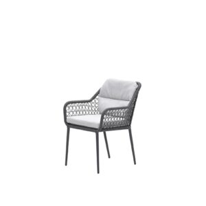 Toledo Dining Stuhl - carbon black - rope dark grey - valley sand