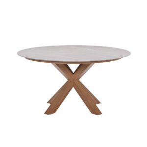 Lowland Tisch - Ø150 cm - light teaklook -  Centostone Napoli sand