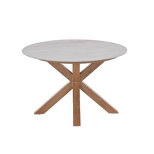 Lowland Tisch - Ø120 cm - light teaklook -  Centostone Napoli sand