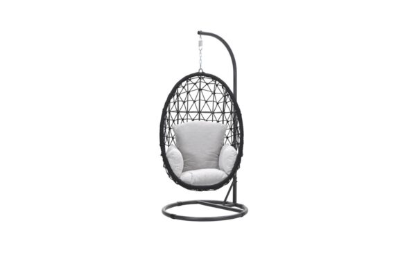 Panama hangstoel - eivorm - carbon black - rope zwart - valley sand - Afbeelding 2