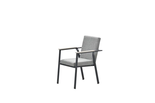 Garden Impressions Catania Dining Stuhl - carbon black - Sand Texfiber - hell Teak Vironwood