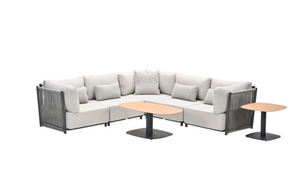 Garden Impressions Saint Tropez Loungeset - 7-teilig - carbon black - rope sand - merino sand