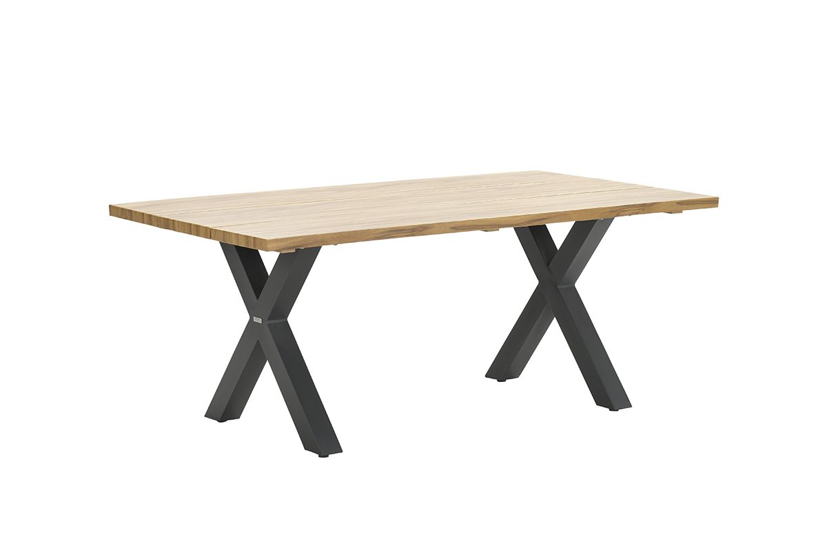 Zeus dining tafel - 180x100 cm - carbon black - teak look