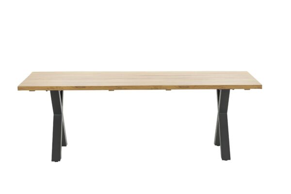 Zeus dining tafel - 220x100 cm - carbon black - teak look - Afbeelding 2