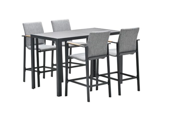 Garden Impressions Ottawa Barset - carbon black - grey texfiber - light teak look