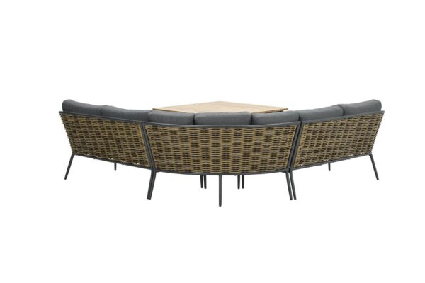 Bali lounge-diningset - 4-delig - carbon black - natural rotan - mystic grey - Afbeelding 2