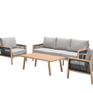 Garden Impressions Decala Loungeset - 4-teilig  - aluminium hell Teaklook - desert sand