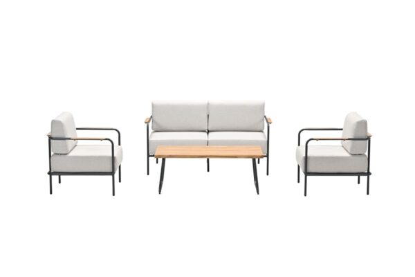 Lisboa loungeset - 4-delig - carbon black - teak look - Afbeelding 2