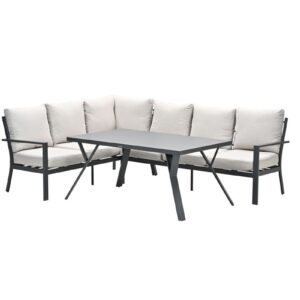 Garden Impressions Sergio Lounge-Dining Set 3-teilig - Links - carbon black -  desert sand