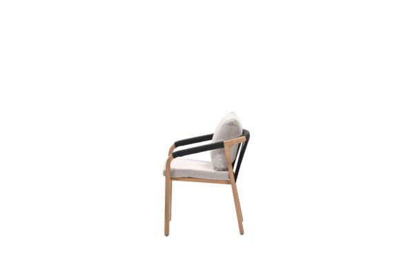 Monti dining fauteuil - light teaklook - rope lava zwart - gobi sand - Afbeelding 2