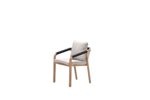 Monti Dining Stuhl - light teaklook - rope lava schwarz - gobi sand