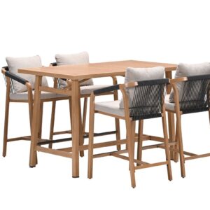 Garden Impressions Monti Barset - 5-teilig- light teaklook - rope lava schwarz - gobi sand