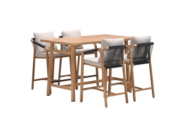 Monti Barset - 5-teilig- light teaklook - rope lava schwarz - gobi sand