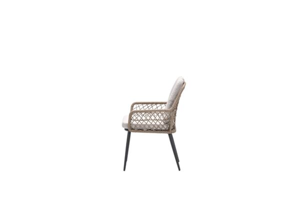 Allasio dining fauteuil - carbon black -  rope natural PE - desert sand - Vironwood - Afbeelding 2