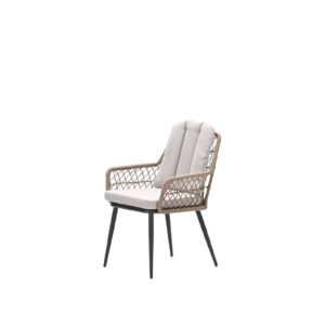 Allasio Dining Stuhl - carbon black -  rope natural PE - desert sand - Vironwood