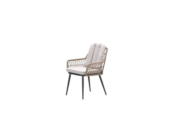 Allasio Dining Stuhl - carbon black -  rope natural PE - desert sand - Vironwood