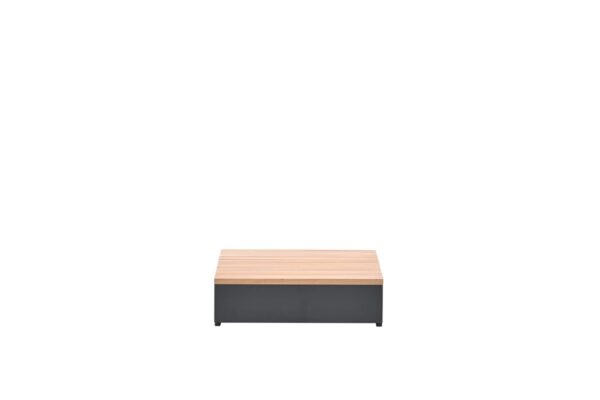 Savona loungetafel - 86x86 cm - carbon black - light teaklook - Afbeelding 2