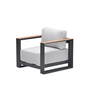 Levanto Lounge Stuhl - carbon black - valley sand light teaklook