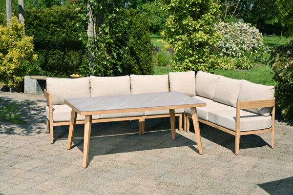 Carrara lounge-diningset - 5-delig - light teaklook - gobi sand- Centostone Napoli sand - Afbeelding 2