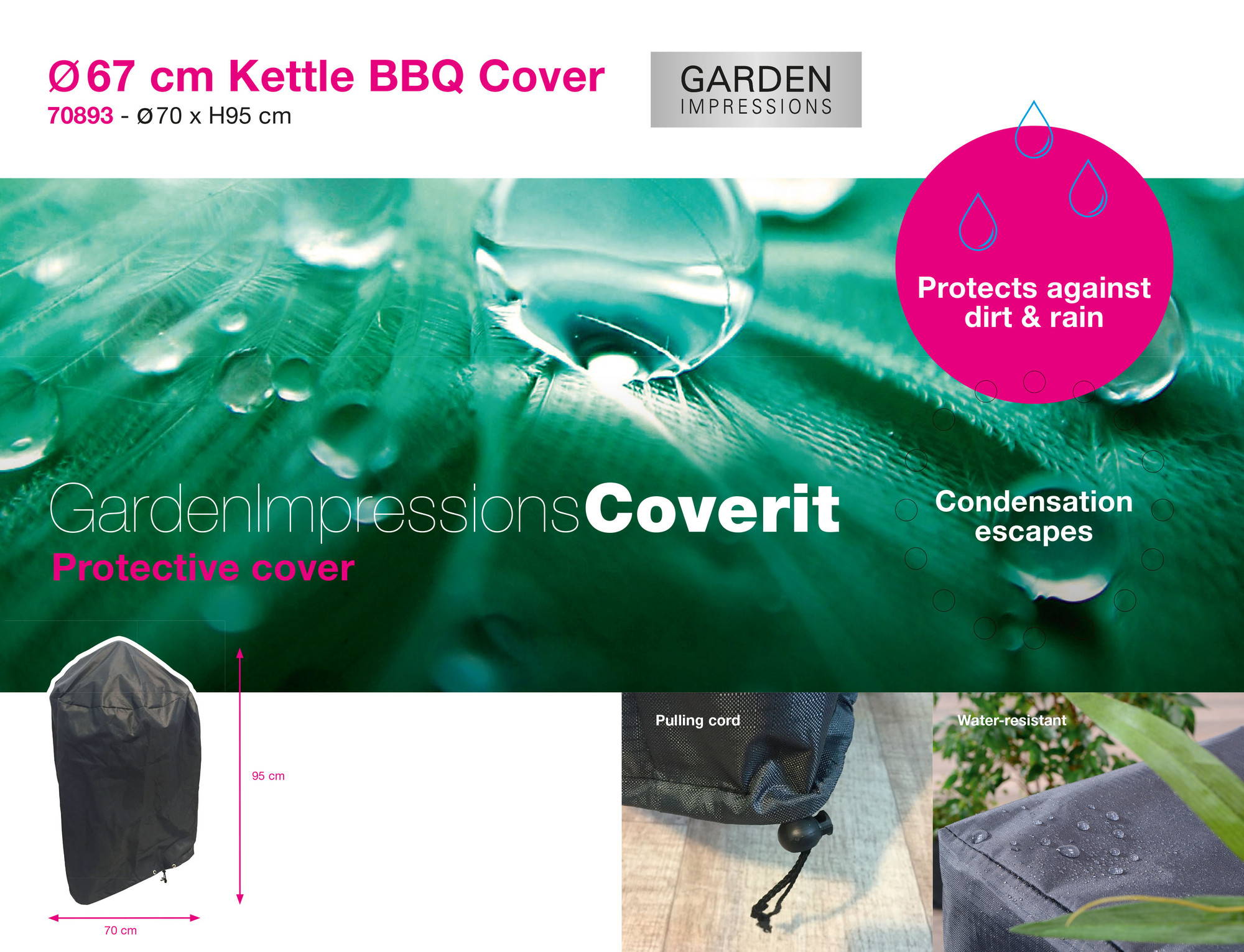 Coverit Kettle BBQ hoes - 67cm - Ø70xH95 cm